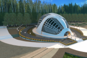 Моделирование+ визуализация здания и парка