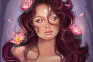 Портрет «Девушка с лотосами»