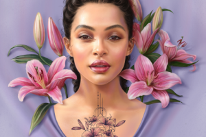 Портрет  Девушка с лилиями