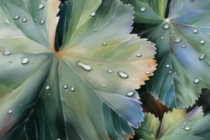 Картина интерьерная Роса на листьях