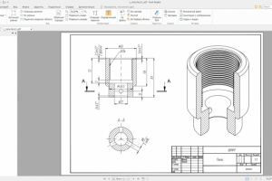 чертеж детали с разрезом в аксонометрии