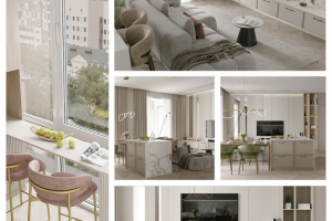 Кухня-гостиная в стиле неоклассика 32 кв.м.