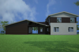 Коттедж с кортом для бочче и навесом для авто. АР и 3D