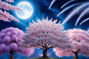 Три дерева на фоне ночного неба