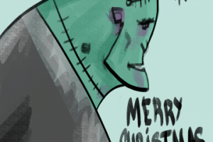 Открытка на Рождество "Франкенштейн"