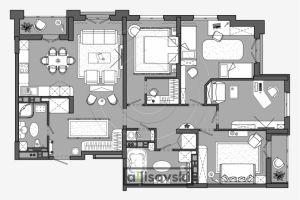 Вариант перепланировки и совмещения квартир 3