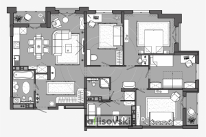 Вариант перепланировки и совмещения квартир 2