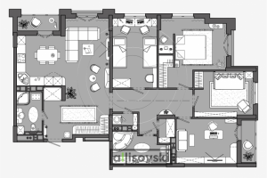 Вариант перепланировки и совмещения квартир 1