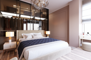 Спальня с гардеробной.