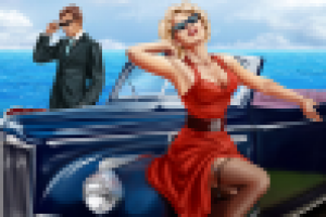 В кабриолете.