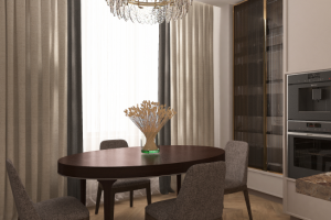 Круглый стол выглядит компактно и аккуратно в интерьере