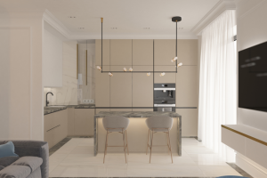 Кухня с каменным островом