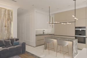 Кухня с плоскими фасадами