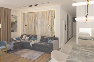 Гостиная с каменными текстурами