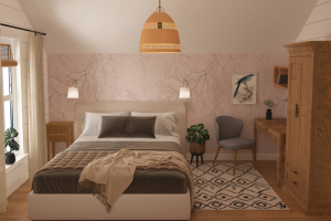 Вариант исполнения спальни в загородном коттедже