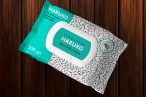 Дизайн упаковки влажных салфеток для японского бренда Haruko