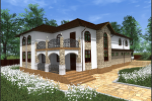 Коттедж из пеноблока с гаражом