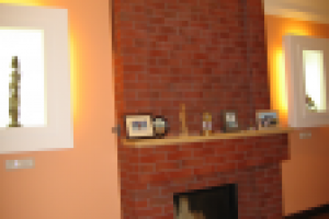 камин в персиках