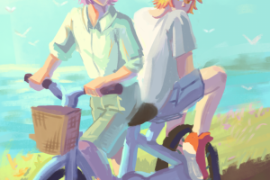 Поездка на велосипеде у берега моря