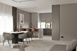 Дизайн кухни-гостиной 56 м кв.