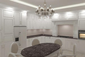 Визуализация интерьера кухни в классическом стиле