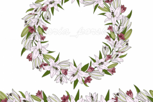 Венок лилии и альстромерии