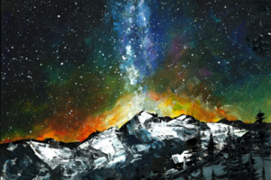 Night sky. The mountains