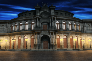 с нуля смоделированное здание. И стилизованная визуализация