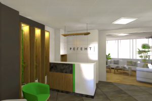 Интерьер офиса (входная и рабочая зоны)