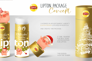 Новогодний дизайн упаковки чая Lipton