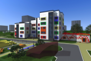 проект дома средней этажности с кафе