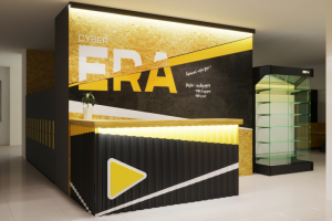 Дизайн стойки ресепшн и входной группы для компьютерного клуба