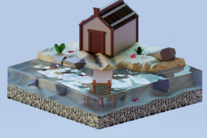 Дом на пляже в стиле Low Poly