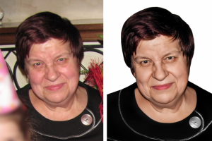 Ретушь фото женщины для траурной фоторамки