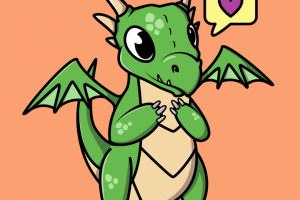 Любящий дракон в мультяшном стиле