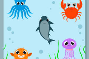 Милые детские иллюстрации подводных обитателей