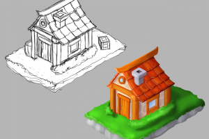 Концепт домика в казуальном стиле для игры