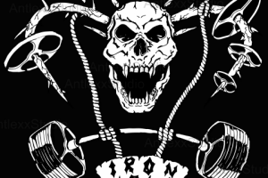 Иллюстрация для принта на мужские футболки. Фитнес тематика.