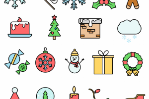Набор векторных новогодних иконок