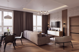 гостиная-кухня ЖК Сердце столицы