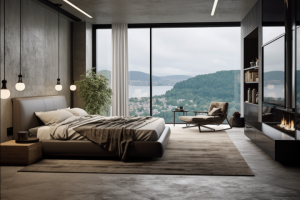 Интерьер спальни в апартаментах