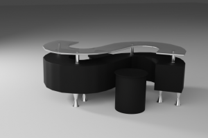 визуализация стола и стульев на белом фоне