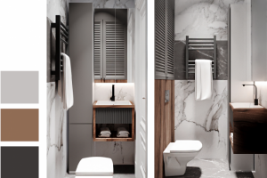 Дизайн двух С/У: гостевой и хозяйский в одном стиле