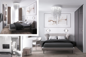 Воздушный дизайн спальной комнаты в квартире 75м2