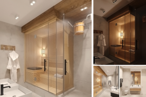 С/У с мини-сауной в строительном исполнении