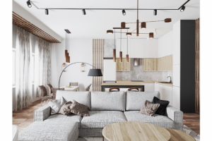 Дизайн-проект квартиры 139 м2 в современном стиле | ГОСТИНАЯ