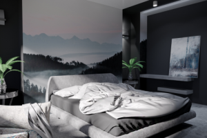 Тематическая визуализация спальни по чертежу | Black bedroom