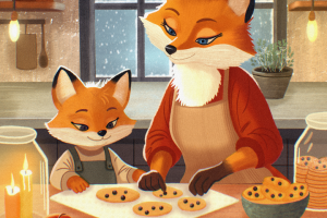 Мама лис и лисенок