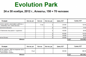 Предварительный бюджет на мероприятие