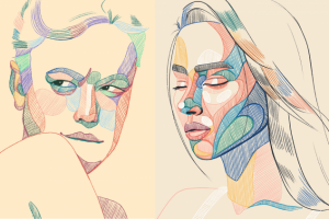 портреты в стиле цветных карандашей